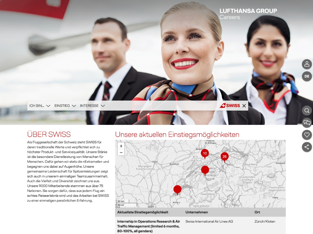 Beesite Bewerbermanagement Software - Referenz Lufthansa Swiss Careers
