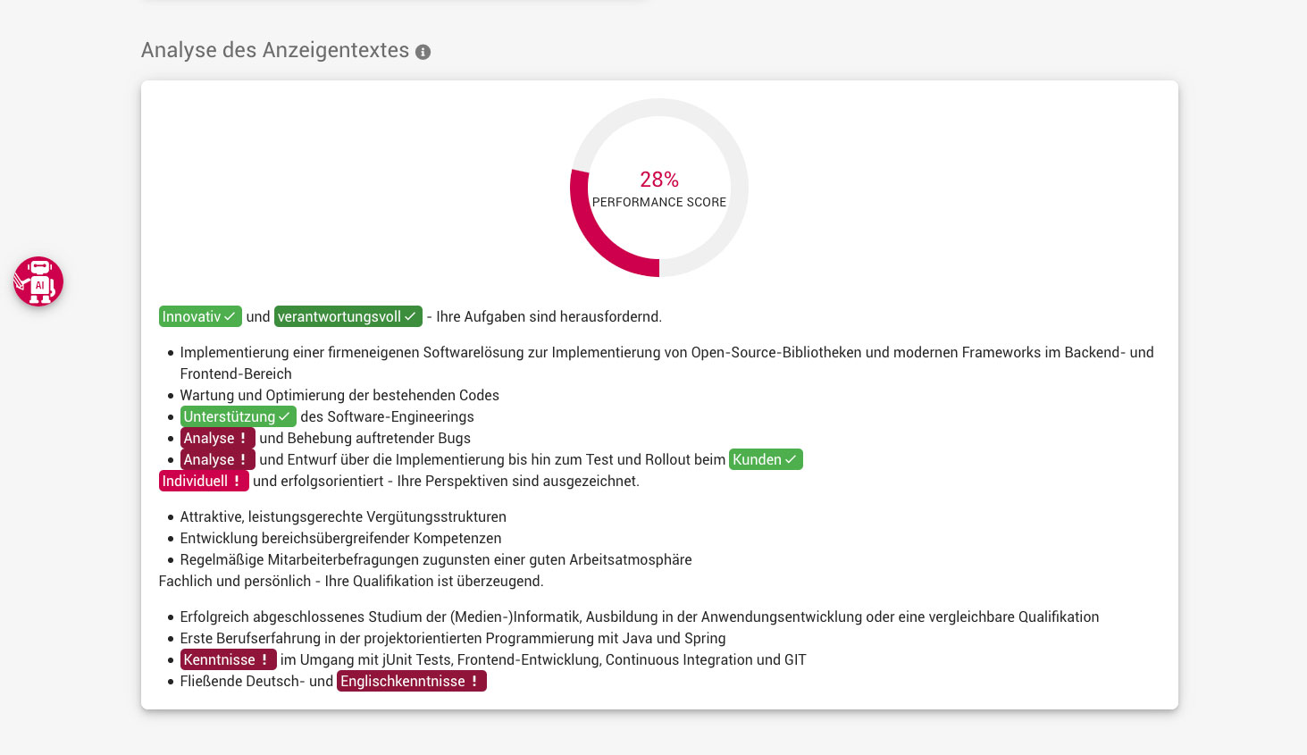 Bessere Stellenanzeigen mit KI Writer von beesite Recruiting Software