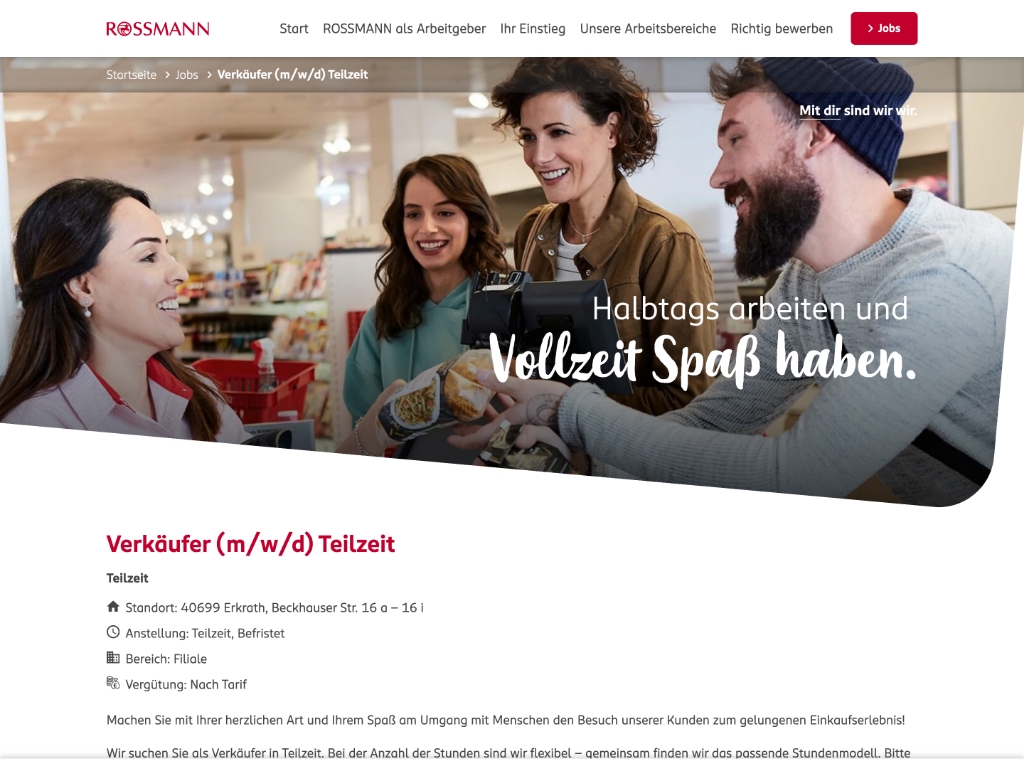 Beesite Bewerbermanagement Software - Referenz Rossmann Stellenanzeige