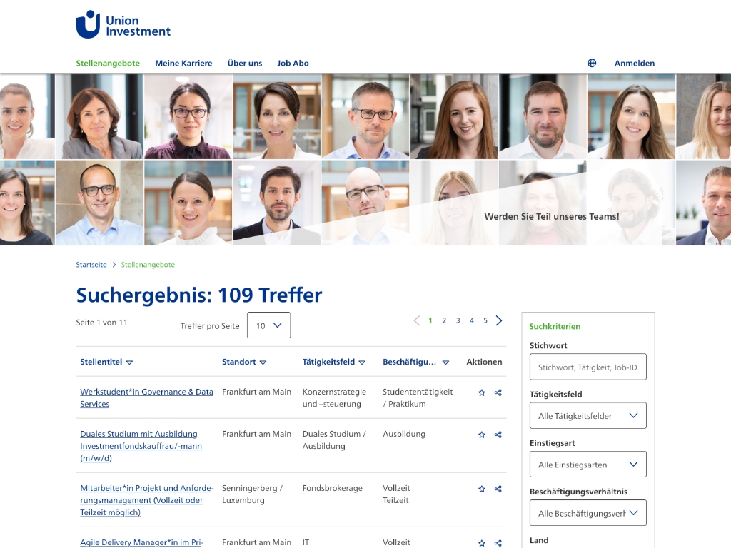 Beesite Bewerbermanagement Software - Referenz Union Investment Stellenmarkt
