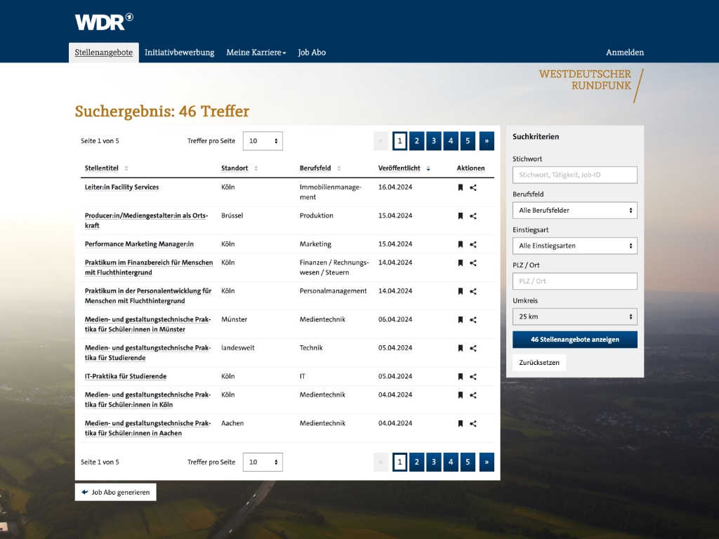 Beesite Bewerbermanagement Software - Referenz Wdr - Stellenmarkt